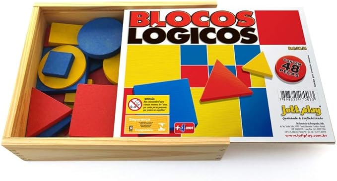 Blocos Lógicos 48 Peças Em Madeira